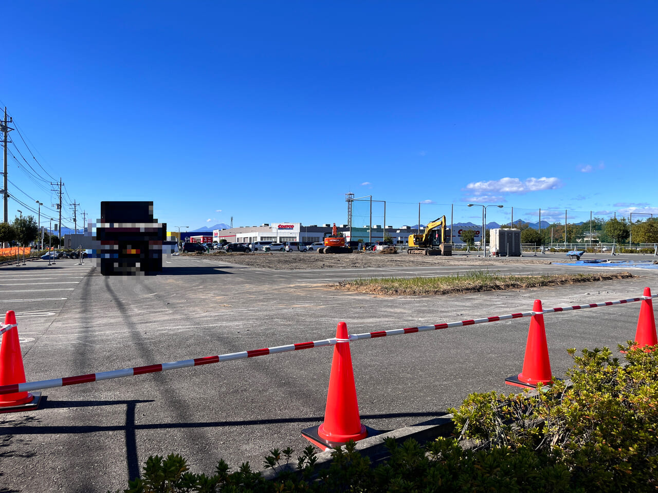 「コストコホールセール 前橋倉庫店」駐車場東側の工事の様子