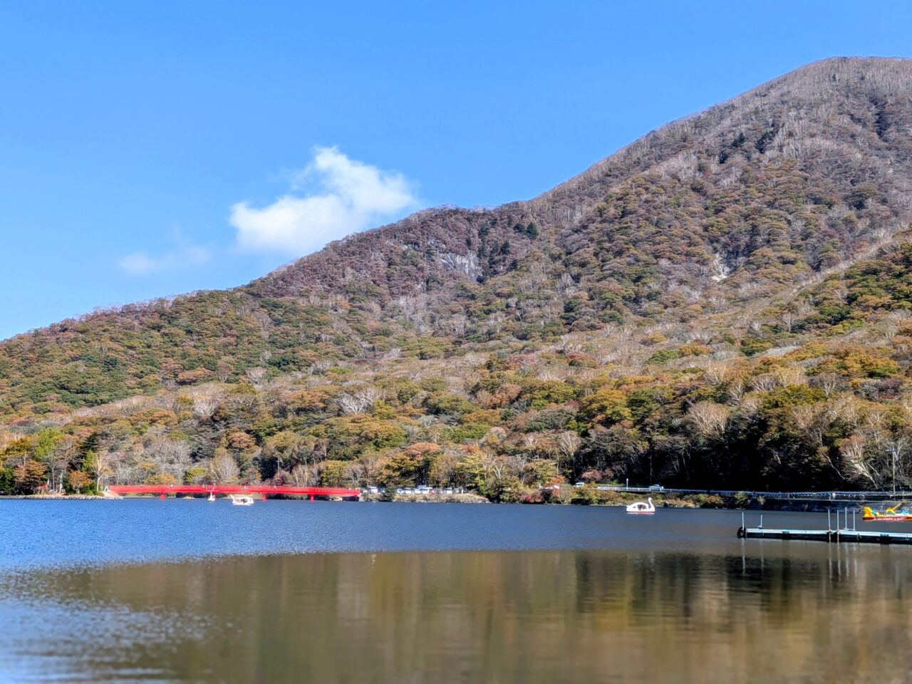 2026/10/18赤城山大沼からの紅葉を撮影